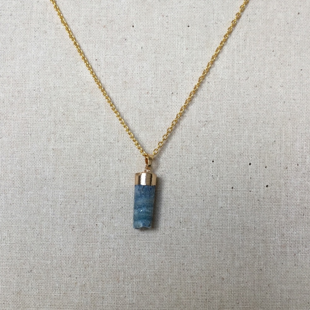Agate Druzy Slice Cylinder Necklace